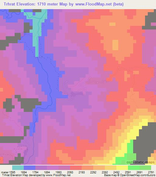 Trhrat,Morocco Elevation Map