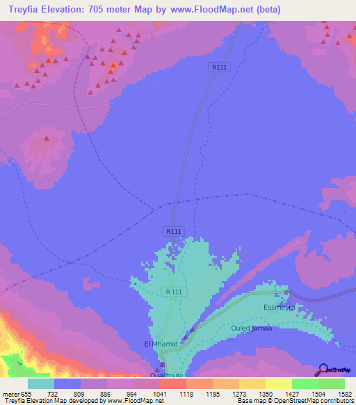 Treyfia,Morocco Elevation Map