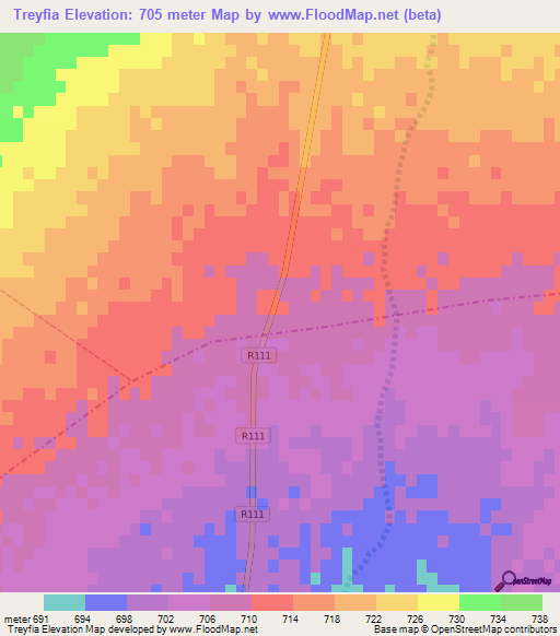 Treyfia,Morocco Elevation Map