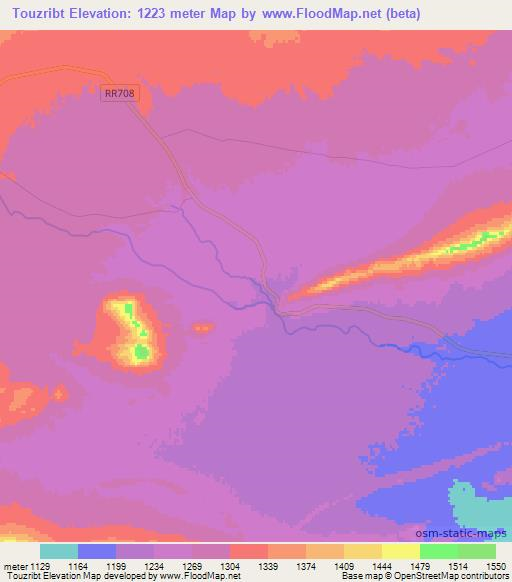 Touzribt,Morocco Elevation Map