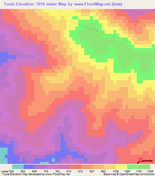 Touta,Morocco Elevation Map