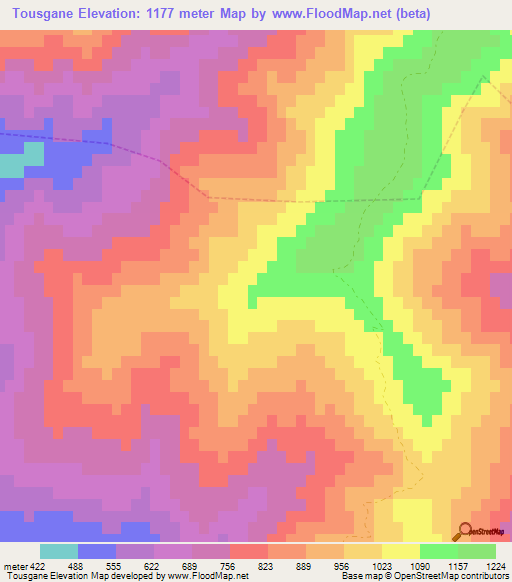 Tousgane,Morocco Elevation Map