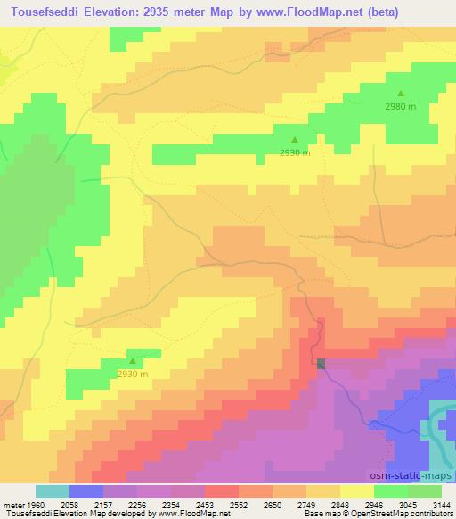 Tousefseddi,Morocco Elevation Map