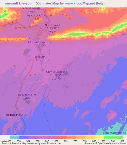 Toursoult,Morocco Elevation Map