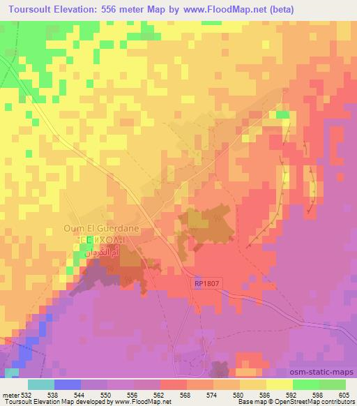 Toursoult,Morocco Elevation Map