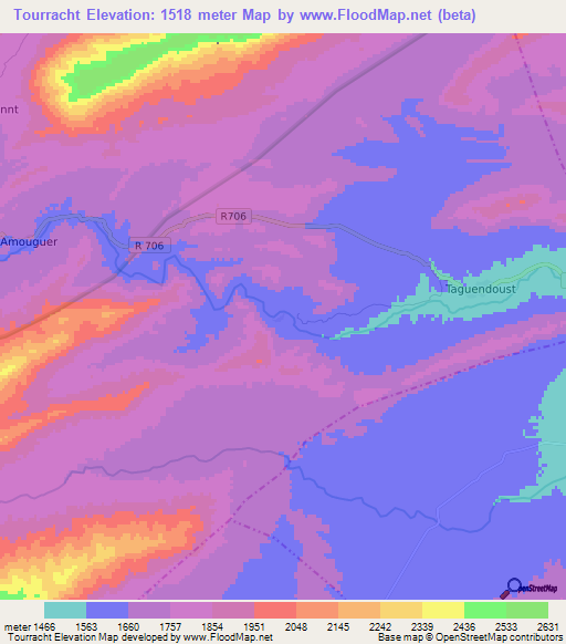 Tourracht,Morocco Elevation Map