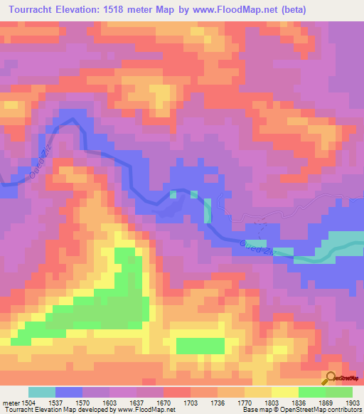 Tourracht,Morocco Elevation Map