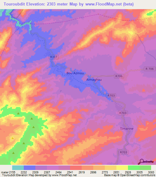 Touroubdit,Morocco Elevation Map