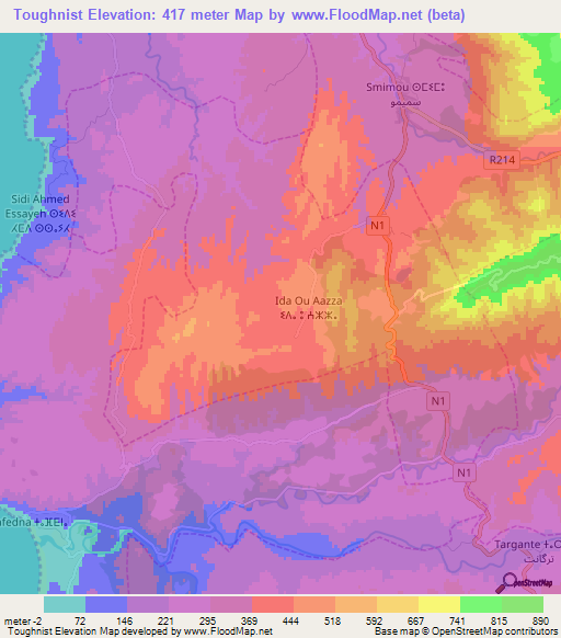 Toughnist,Morocco Elevation Map