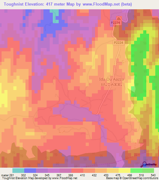 Toughnist,Morocco Elevation Map