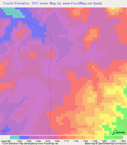 Tourirt,Morocco Elevation Map