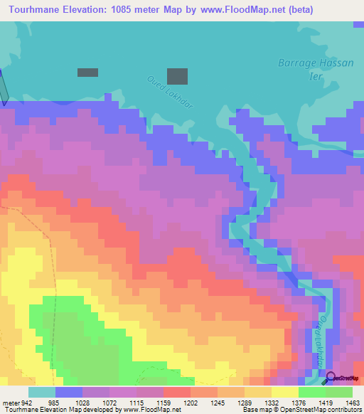 Tourhmane,Morocco Elevation Map