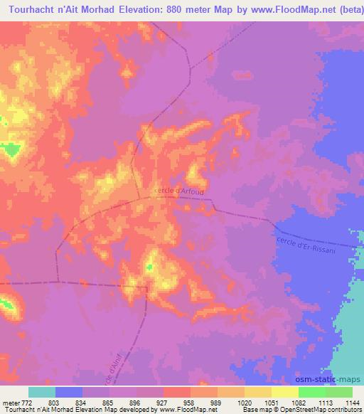 Tourhacht n'Ait Morhad,Morocco Elevation Map