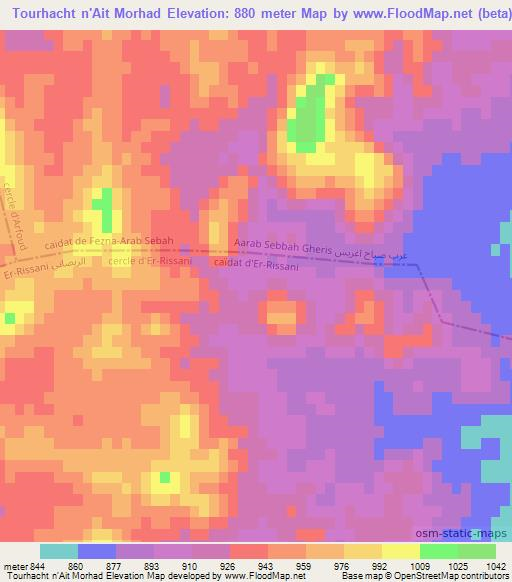 Tourhacht n'Ait Morhad,Morocco Elevation Map