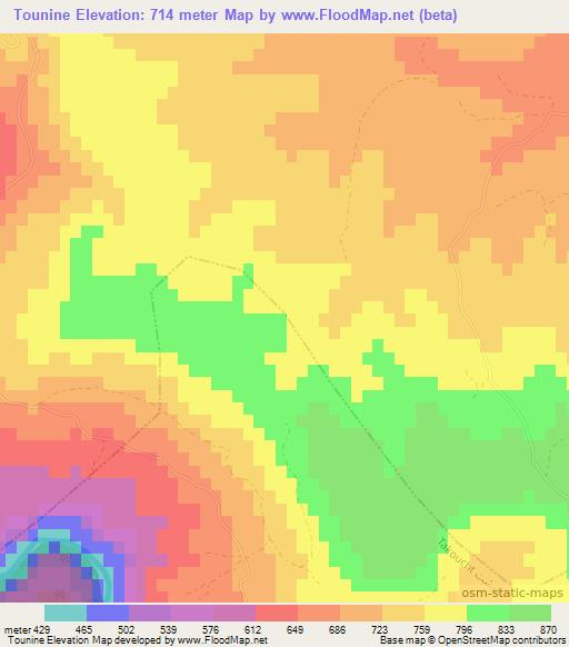 Tounine,Morocco Elevation Map