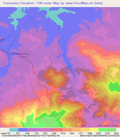 Toumzaine,Morocco Elevation Map