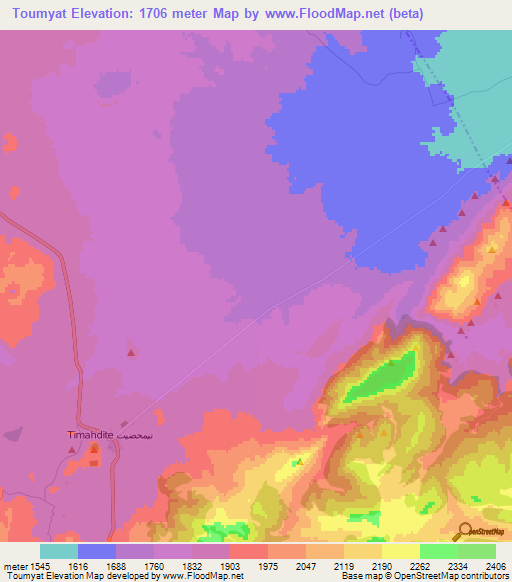 Toumyat,Morocco Elevation Map