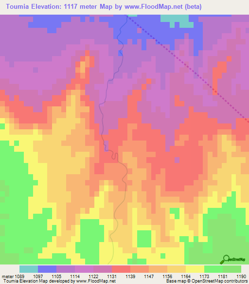 Toumia,Morocco Elevation Map