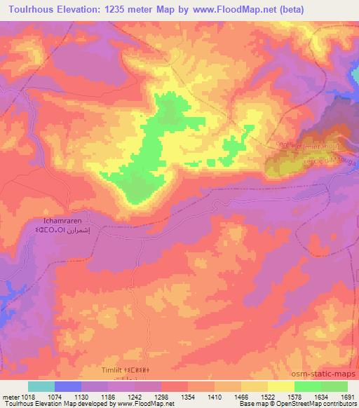 Toulrhous,Morocco Elevation Map