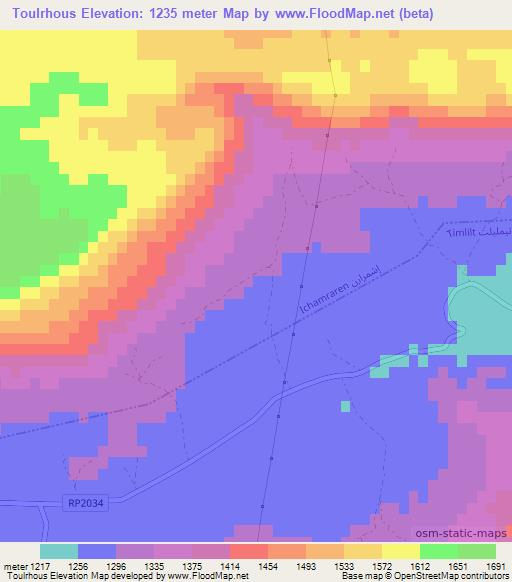 Toulrhous,Morocco Elevation Map