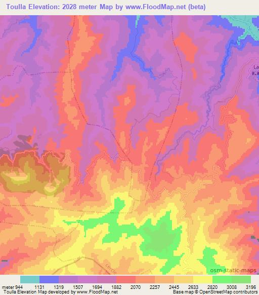 Toulla,Morocco Elevation Map