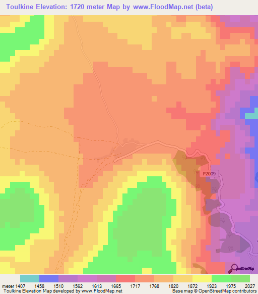 Toulkine,Morocco Elevation Map