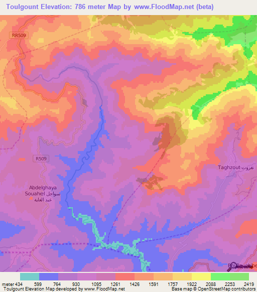 Toulgount,Morocco Elevation Map