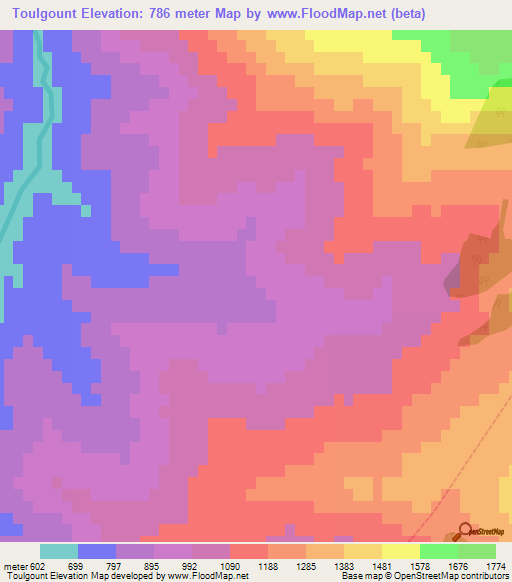 Toulgount,Morocco Elevation Map