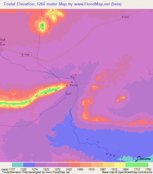 Toulal,Morocco Elevation Map