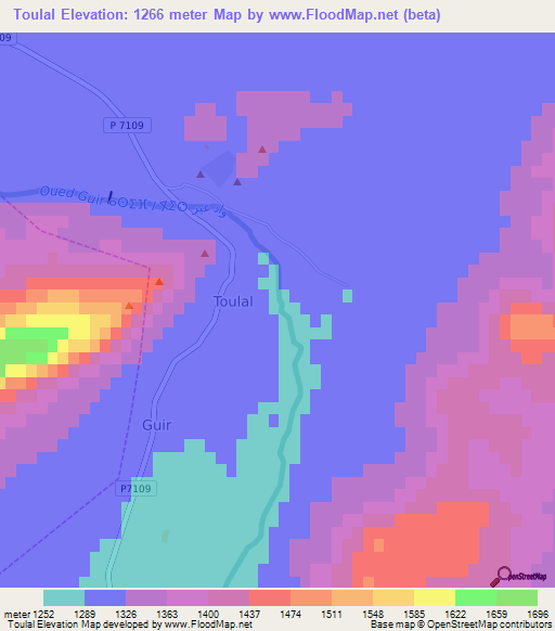 Toulal,Morocco Elevation Map