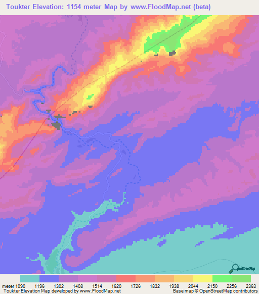 Toukter,Morocco Elevation Map