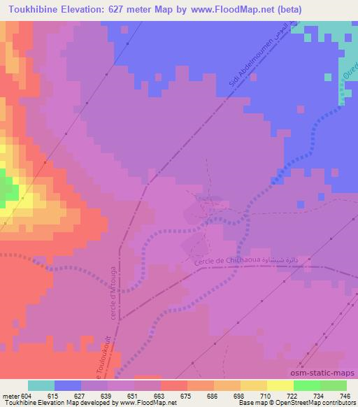 Toukhibine,Morocco Elevation Map