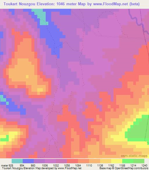 Toukart Nouzgou,Morocco Elevation Map