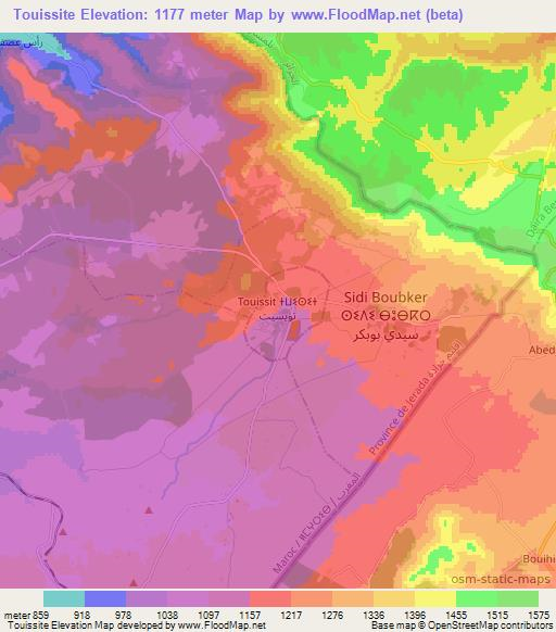 Touissite,Morocco Elevation Map