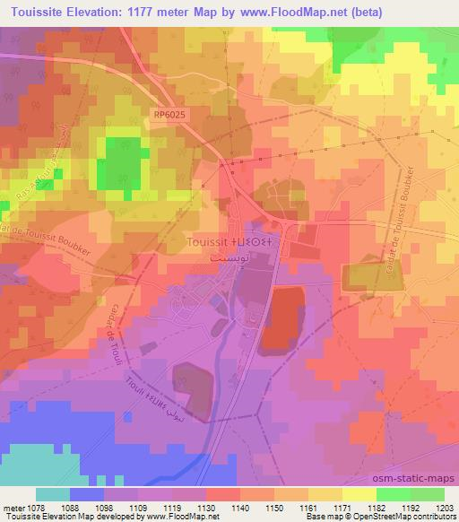 Touissite,Morocco Elevation Map
