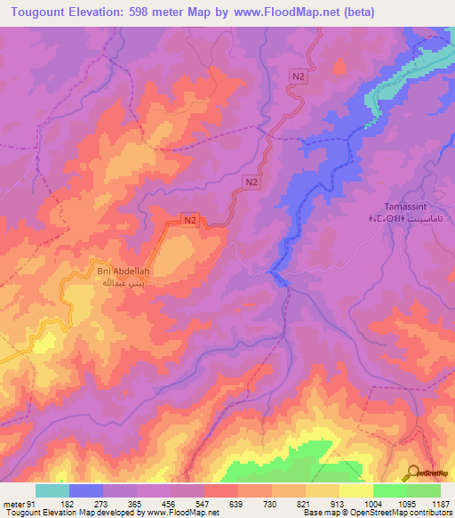 Tougount,Morocco Elevation Map