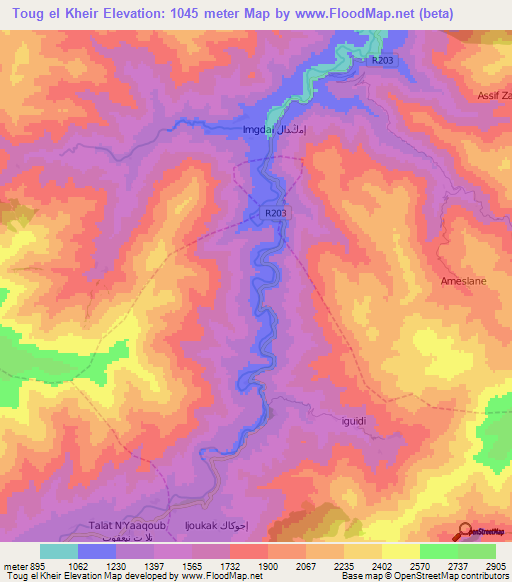 Toug el Kheir,Morocco Elevation Map