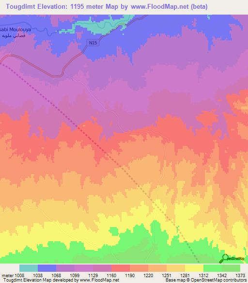 Tougdimt,Morocco Elevation Map