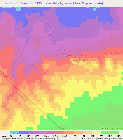 Tougdimt,Morocco Elevation Map