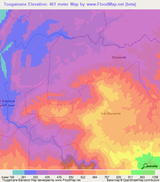 Tougamane,Morocco Elevation Map