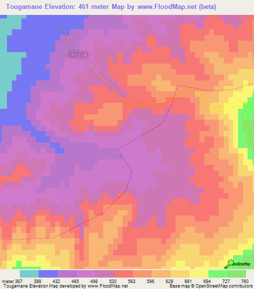 Tougamane,Morocco Elevation Map