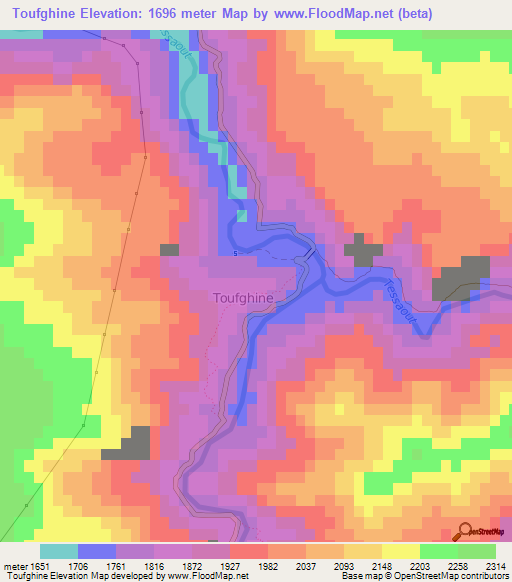 Toufghine,Morocco Elevation Map