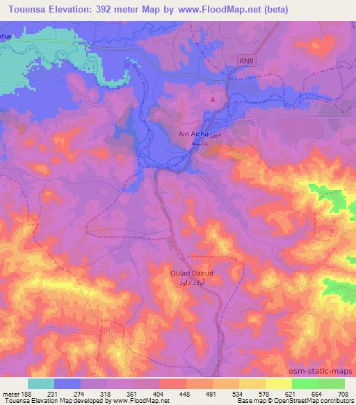 Touensa,Morocco Elevation Map