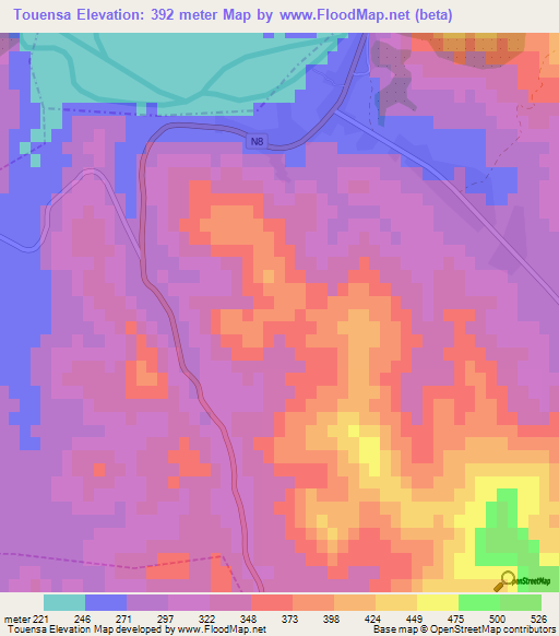 Touensa,Morocco Elevation Map