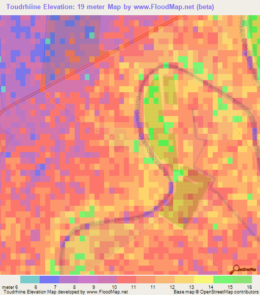 Toudrhiine,Morocco Elevation Map