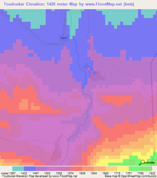 Toudoukar,Morocco Elevation Map