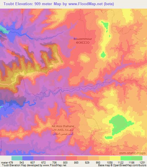 Toubt,Morocco Elevation Map