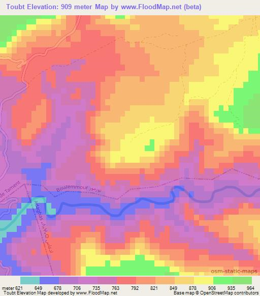 Toubt,Morocco Elevation Map