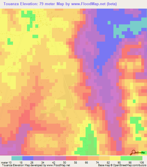 Touanza,Morocco Elevation Map