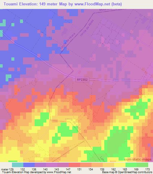 Touami,Morocco Elevation Map